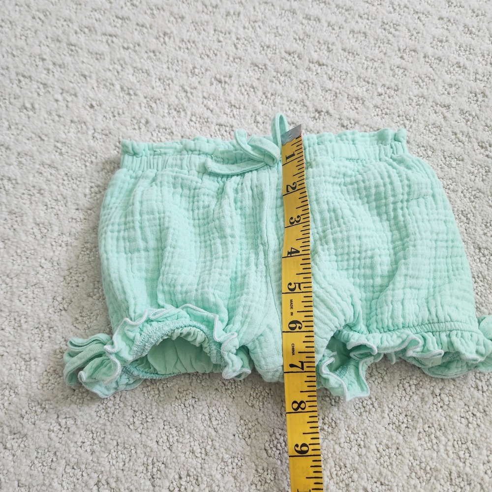 Toddler Girls Mint Green Gauze Cotton Ruffle Bloomer Shorts size 3T - Picture 6 of 8